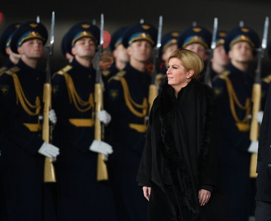 Croatian President Kolinda Grabar-Kitarovic arrives in Moscow