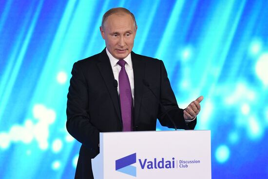 Russian President Vladimir Putin takes part in final plenary session of Valdai International Discussion Club meeting
