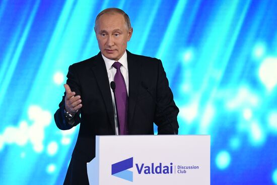 Russian President Vladimir Putin takes part in final plenary session of Valdai International Discussion Club meeting