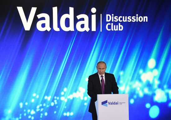 Russian President Vladimir Putin takes part in final plenary session of Valdai International Discussion Club meeting
