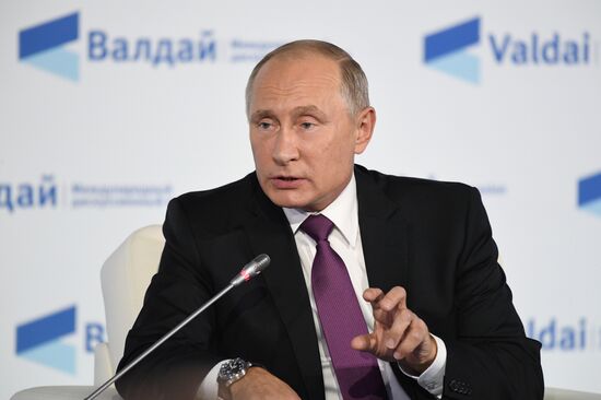 Russian President Vladimir Putin takes part in final plenary session of Valdai International Discussion Club meeting