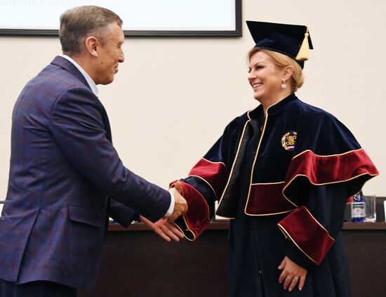 Kolinda Grabar-Kitarovic receives honorary degree from Plekhanov University