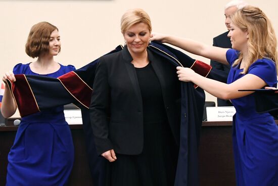 Kolinda Grabar-Kitarovic receives honorary degree from Plekhanov University