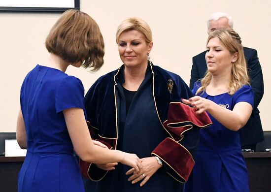 Kolinda Grabar-Kitarovic receives honorary degree from Plekhanov University