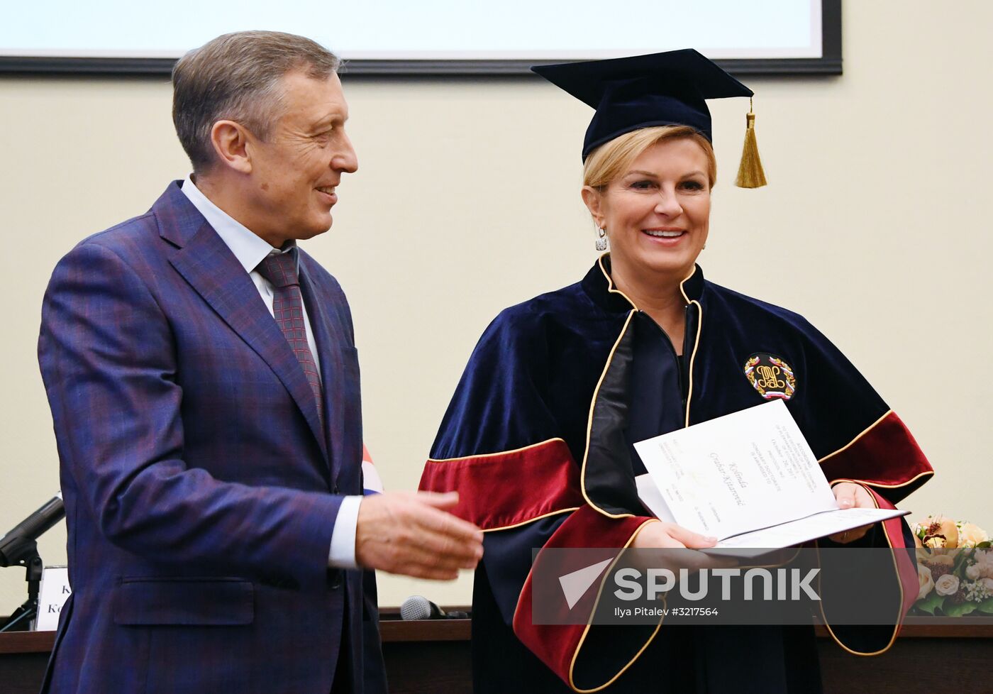 Kolinda Grabar-Kitarovic receives honorary degree from Plekhanov University