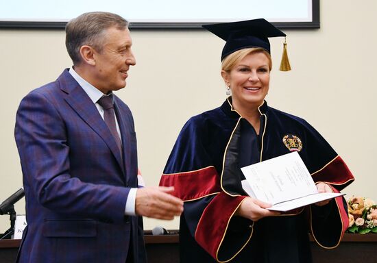 Kolinda Grabar-Kitarovic receives honorary degree from Plekhanov University