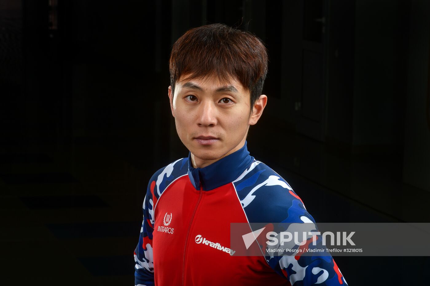 Russian national short track speed skating team holds photo session