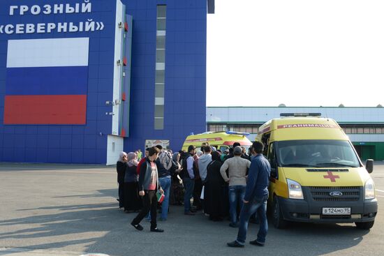 Russian children rescued in Syria are met at Grozny airport