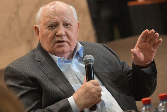Mikhail Gorbachev presents his book "I remain an optimist" in Moscow House of Books