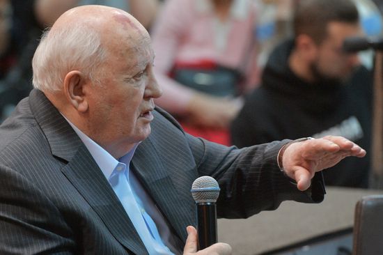 Mikhail Gorbachev presents his book "I remain an optimist" in Moscow House of Books