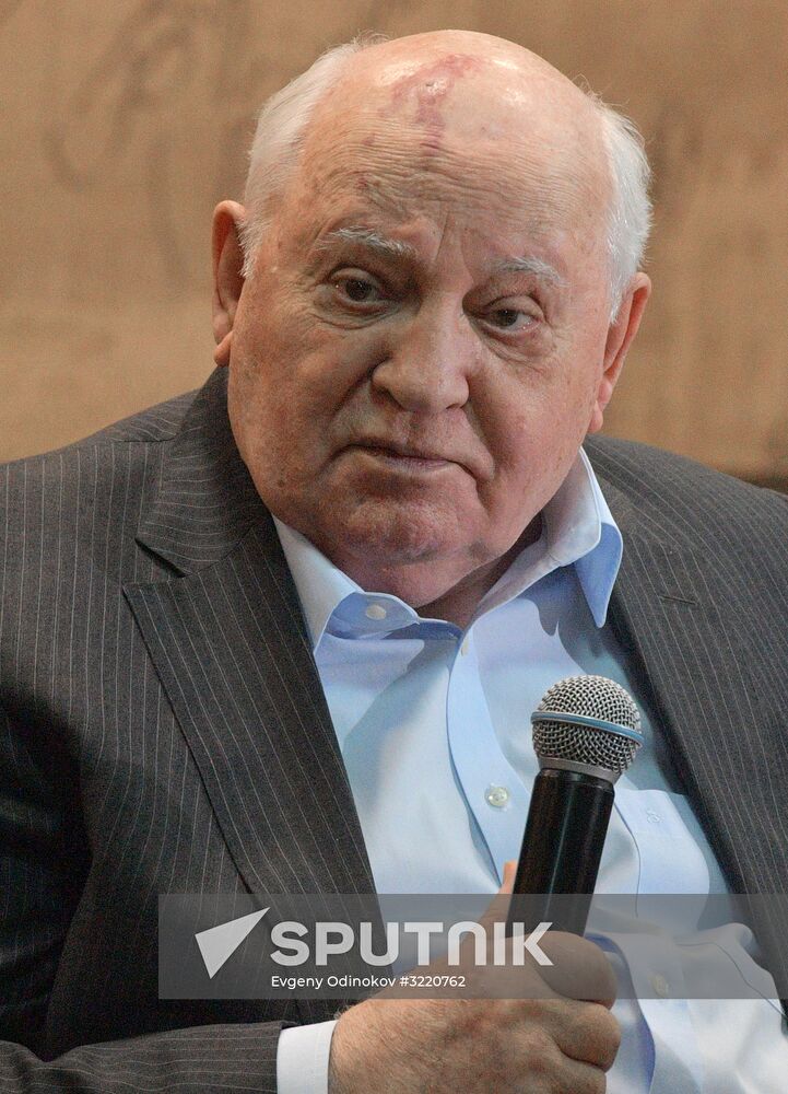 Mikhail Gorbachev presents his book "I remain an optimist" in Moscow House of Books