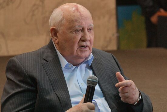 Mikhail Gorbachev presents his book "I remain an optimist" in Moscow House of Books