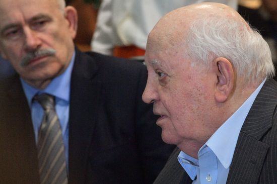 Mikhail Gorbachev presents his book "I remain an optimist" in Moscow House of Books