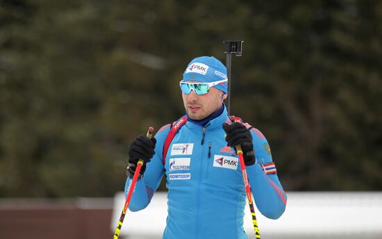 Biathlon. Russian men team's training session
