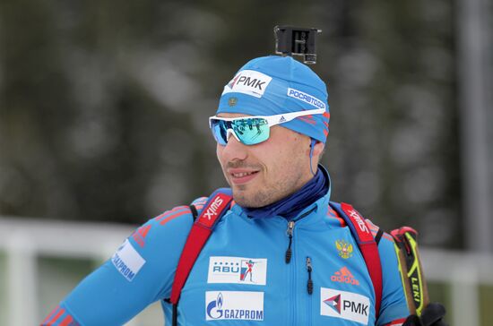 Biathlon. Russian men team's training session