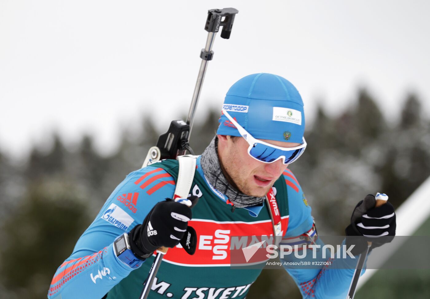 Biathlon. Russian men team's training session