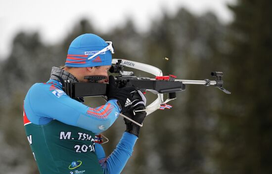 Biathlon. Russian men team's training session