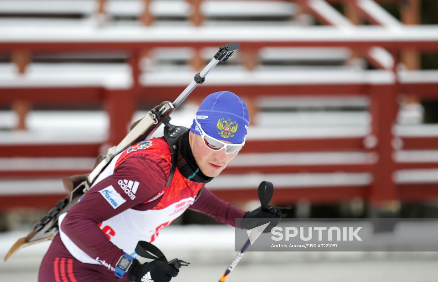Biathlon. Russian men team's training session