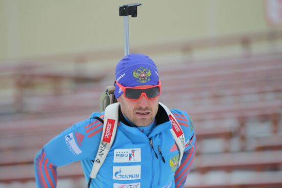 Biathlon. Russian men team's training session