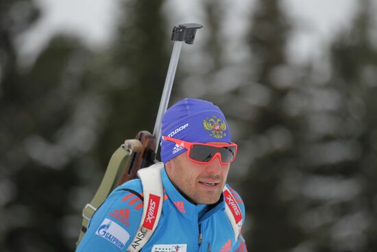 Biathlon. Russian men team's training session