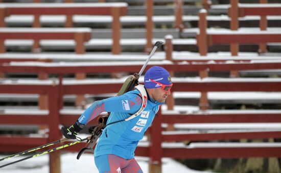 Biathlon. Russian men team's training session