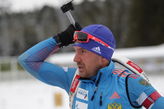 Biathlon. Russian men team's training session