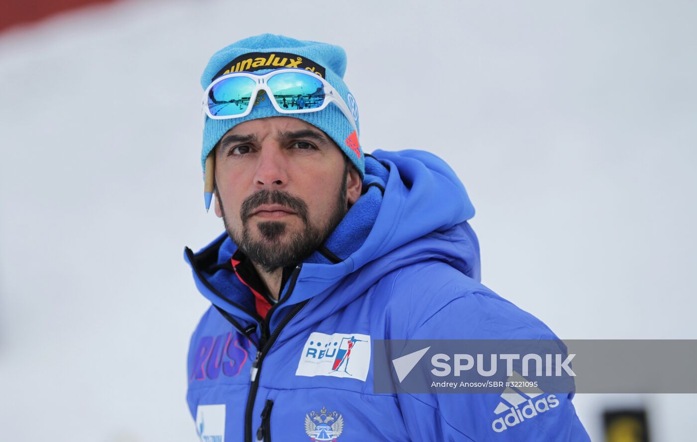 Biathlon. Russian men team's training session