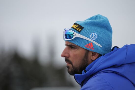 Biathlon. Russian men team's training session