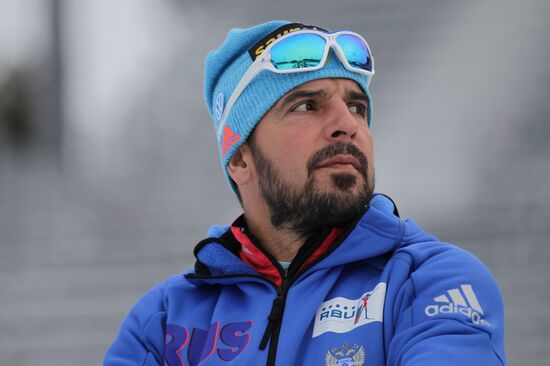 Biathlon. Russian men team's training session