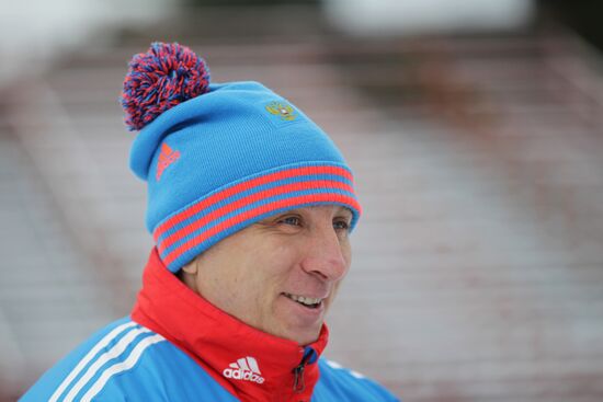 Biathlon. Russian men team's training session