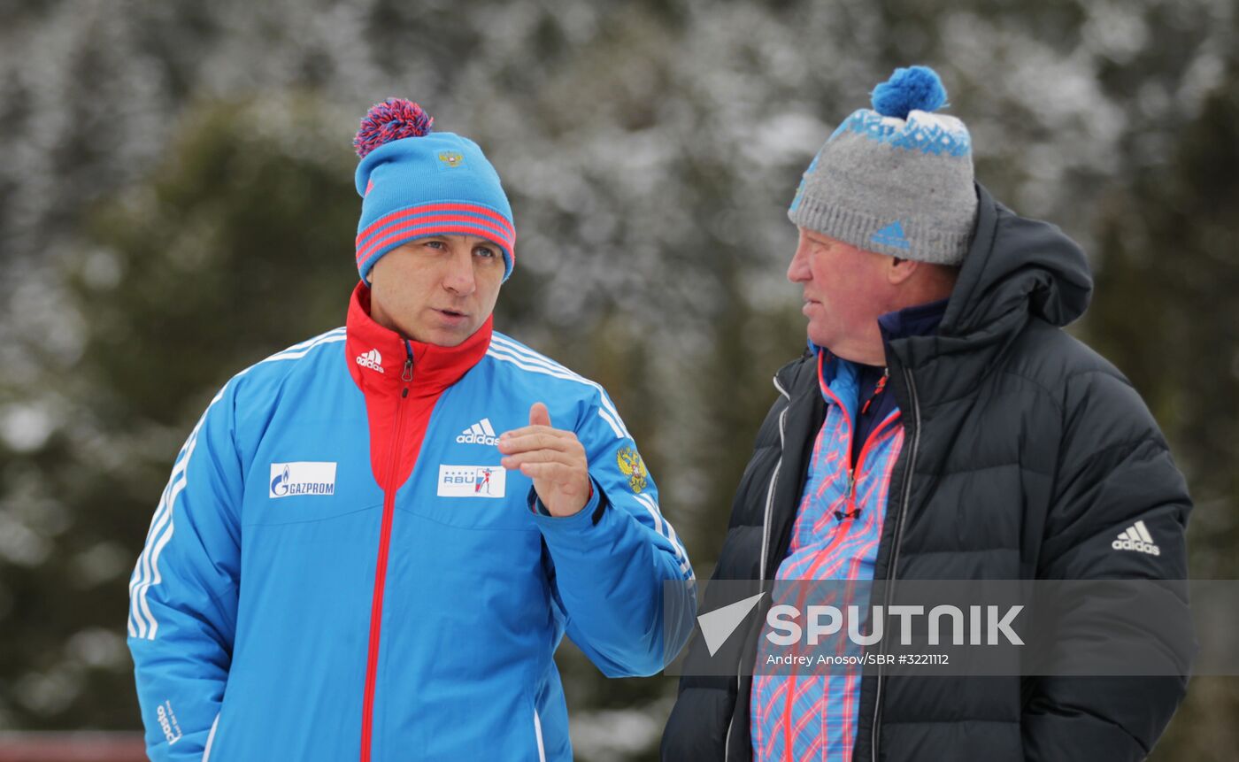 Biathlon. Russian men team's training session