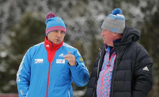 Biathlon. Russian men team's training session