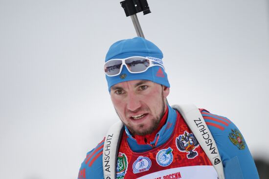 Biathlon. Russian men team's training session