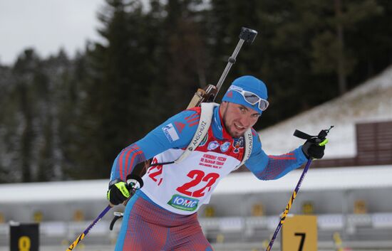 Biathlon. Russian men team's training session