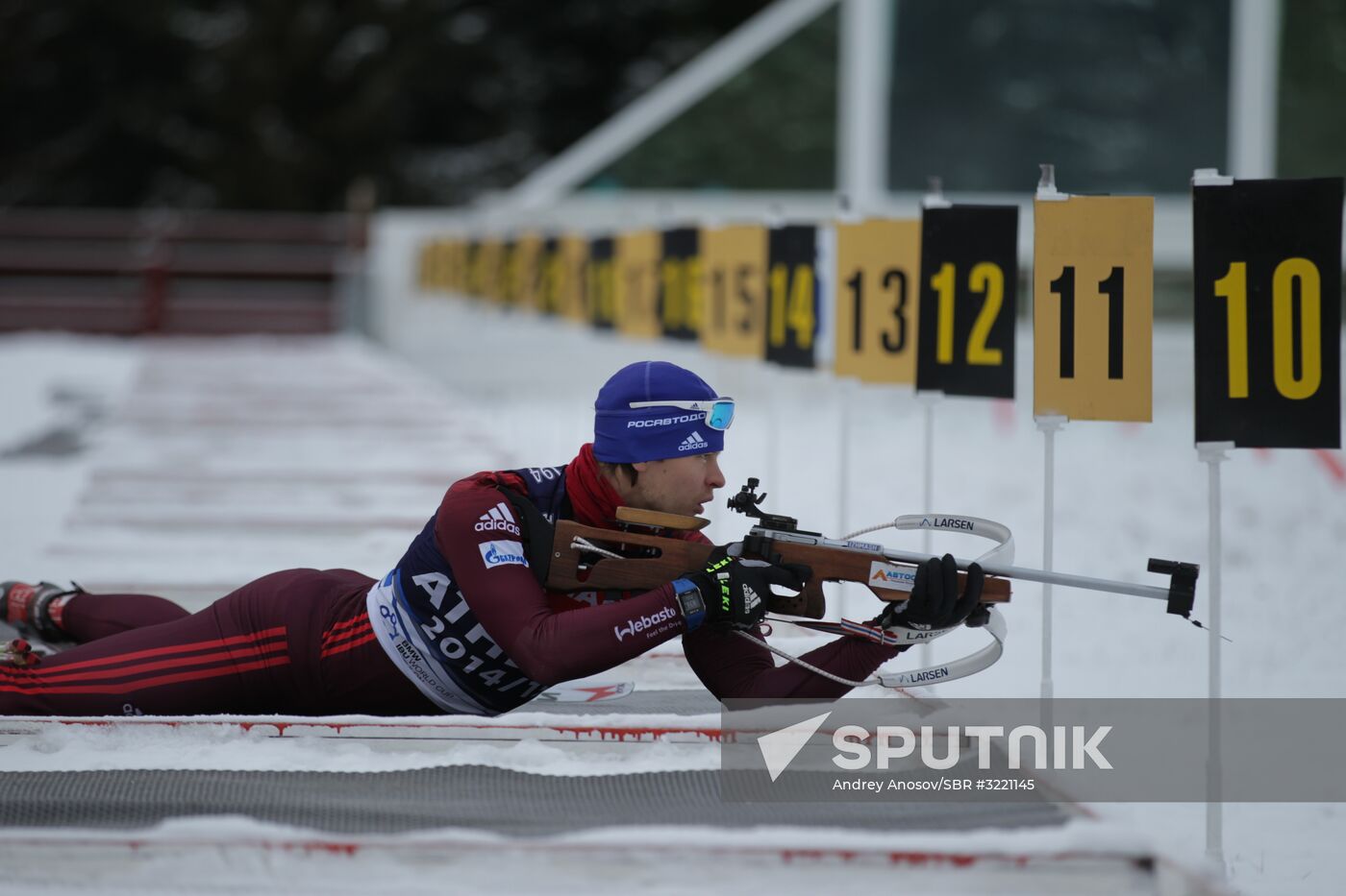 Biathlon. Russian men team's training session