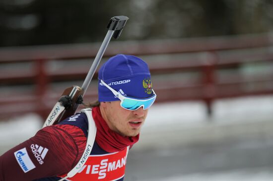 Biathlon. Russian men team's training session