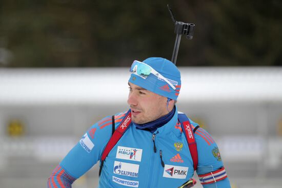 Biathlon. Russian men team's training session