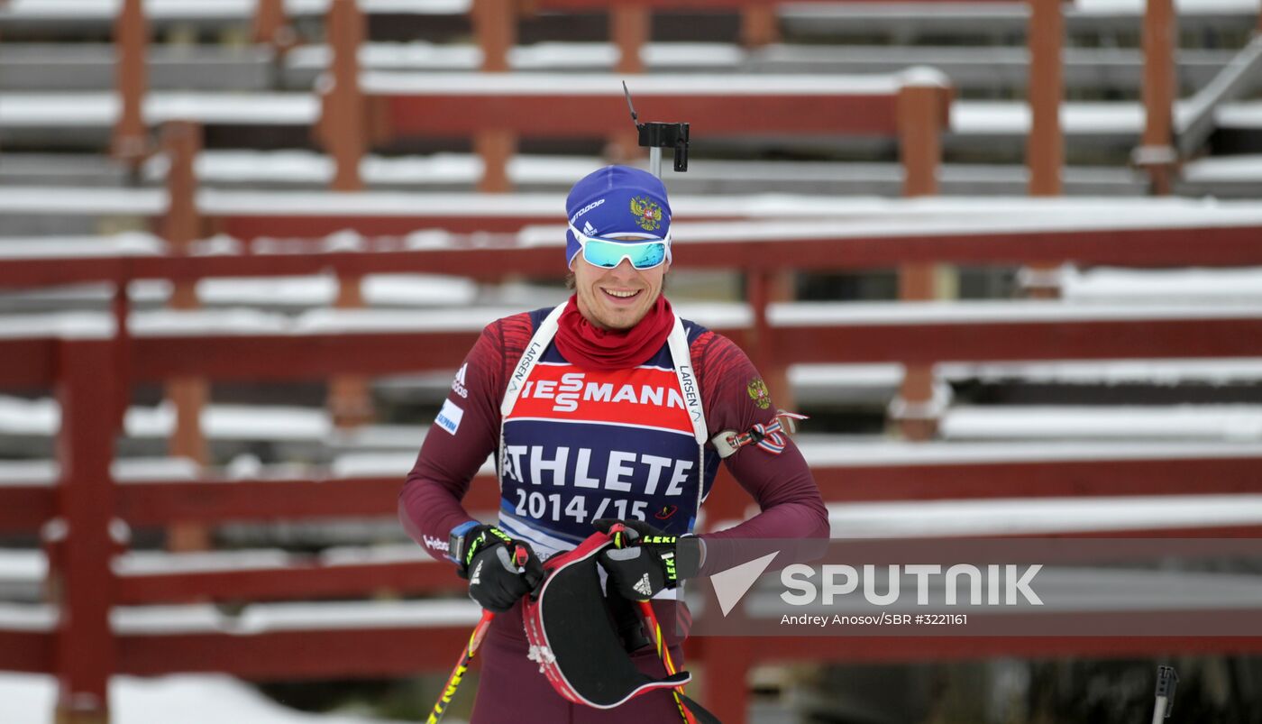 Biathlon. Russian men team's training session