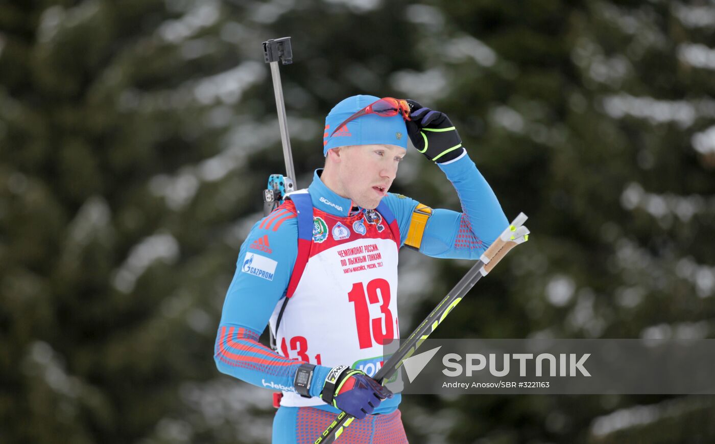 Biathlon. Russian men team's training session