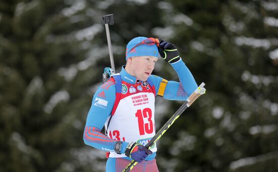 Biathlon. Russian men team's training session
