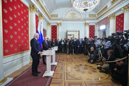 Russian President Vladimir Putin meets with President of Germany Frank-Walter Steinmeier