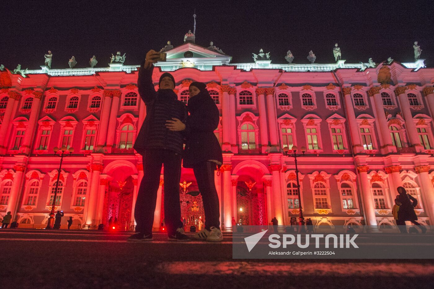 Storming of Winter Palace light show in St. Petersburg