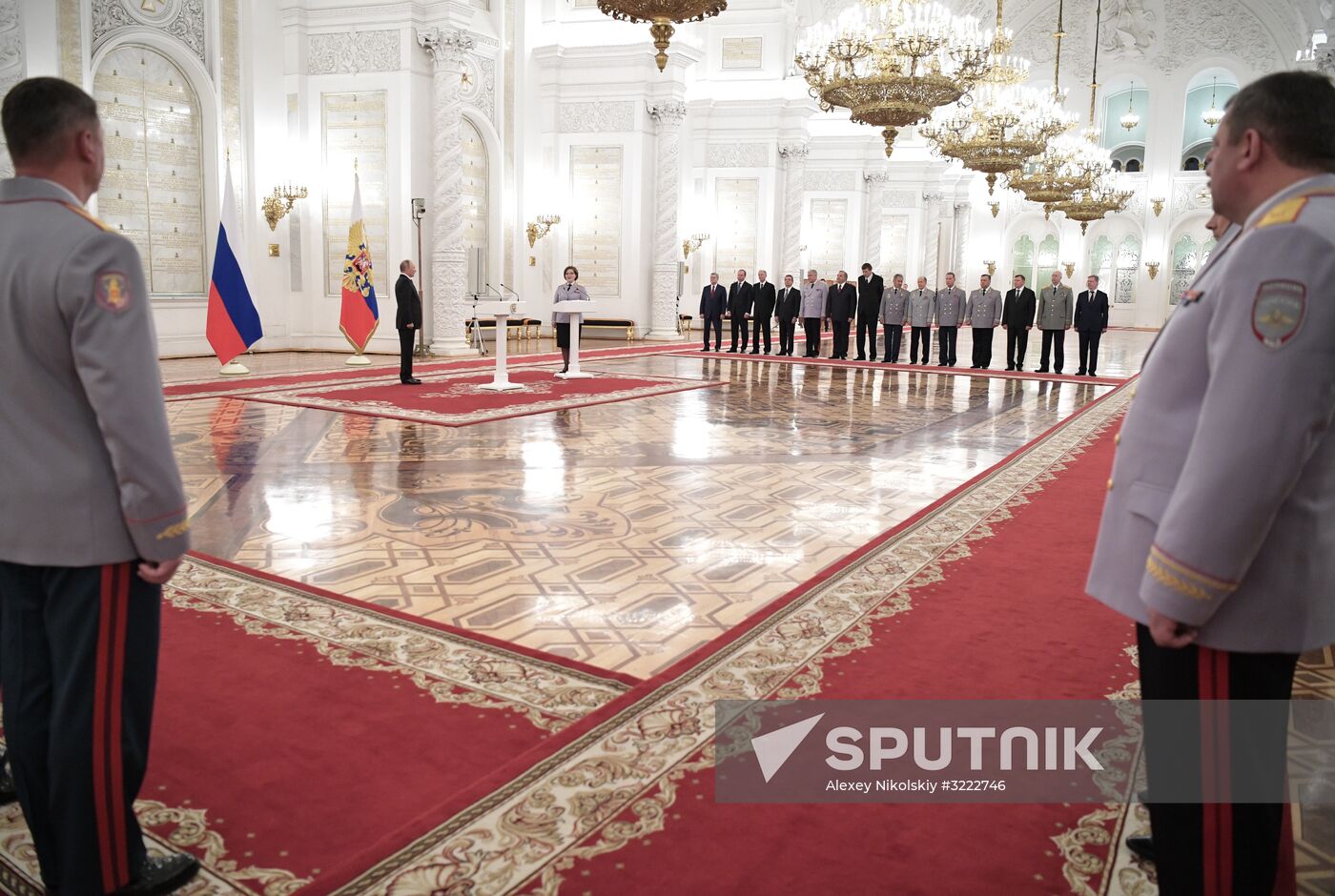 Russian President Vladimir Putin meets with senior officers at the Kremlin