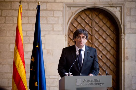 President of the Generalitat of Catalonia Carles Puigdemont makes official statement