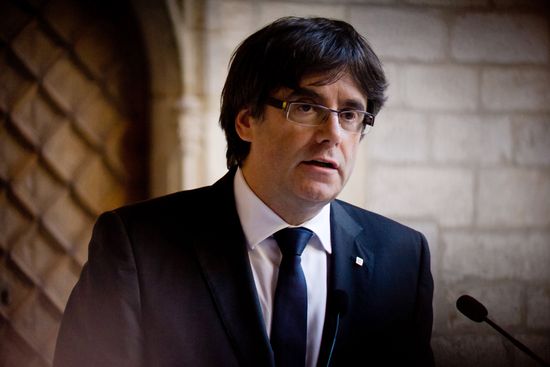 Catalan President Carles Puigdemont makes statement