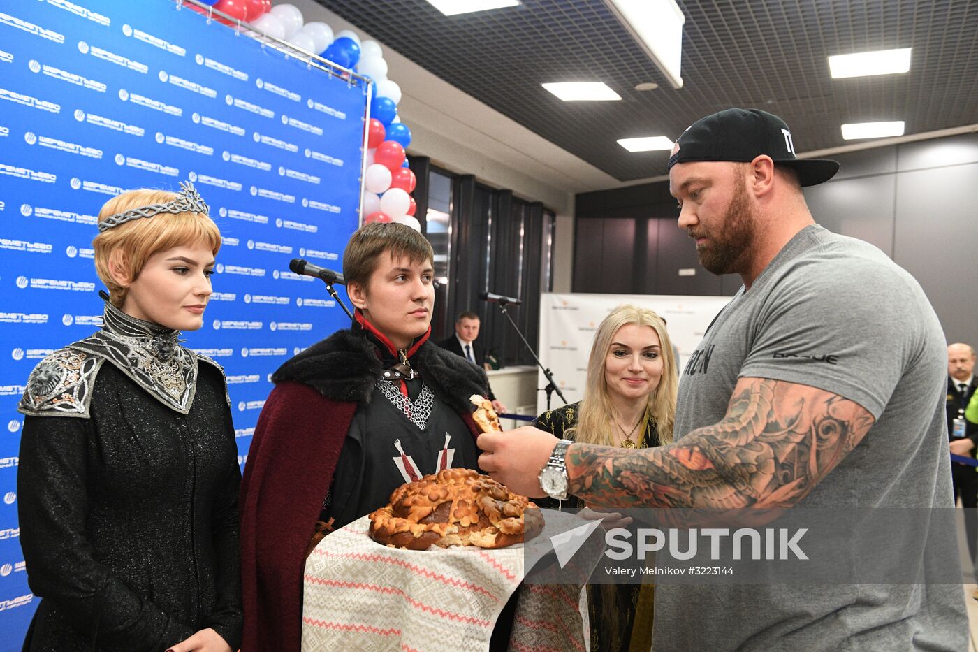 Game of Thrones star Hafthor Bjornsson welcomed at Sheremetyevo Airport