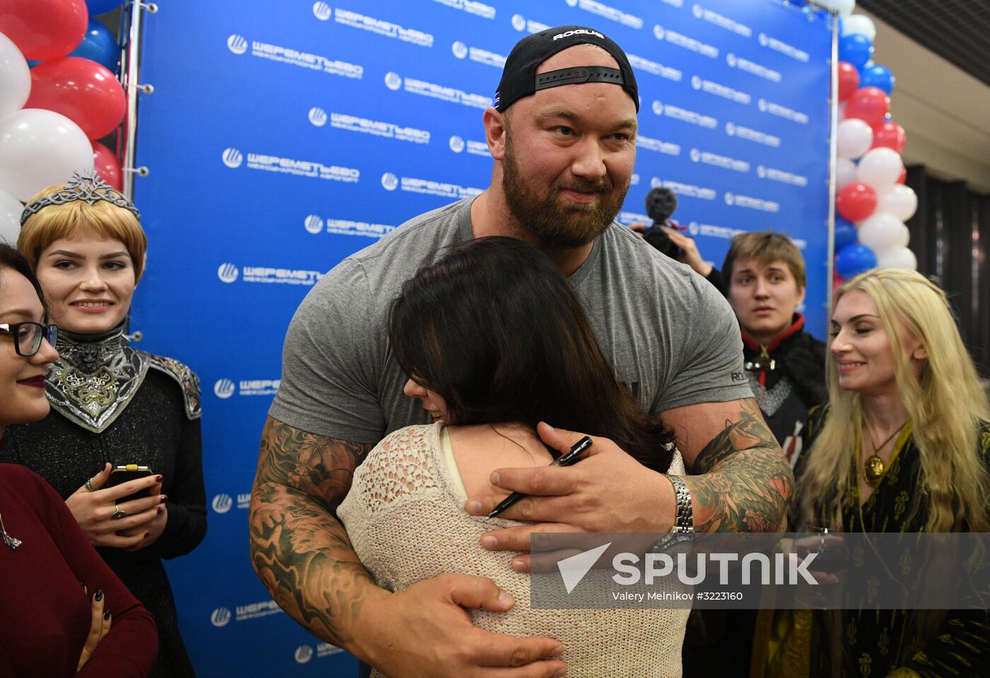 Game of Thrones star Hafthor Bjornsson welcomed at Sheremetyevo Airport