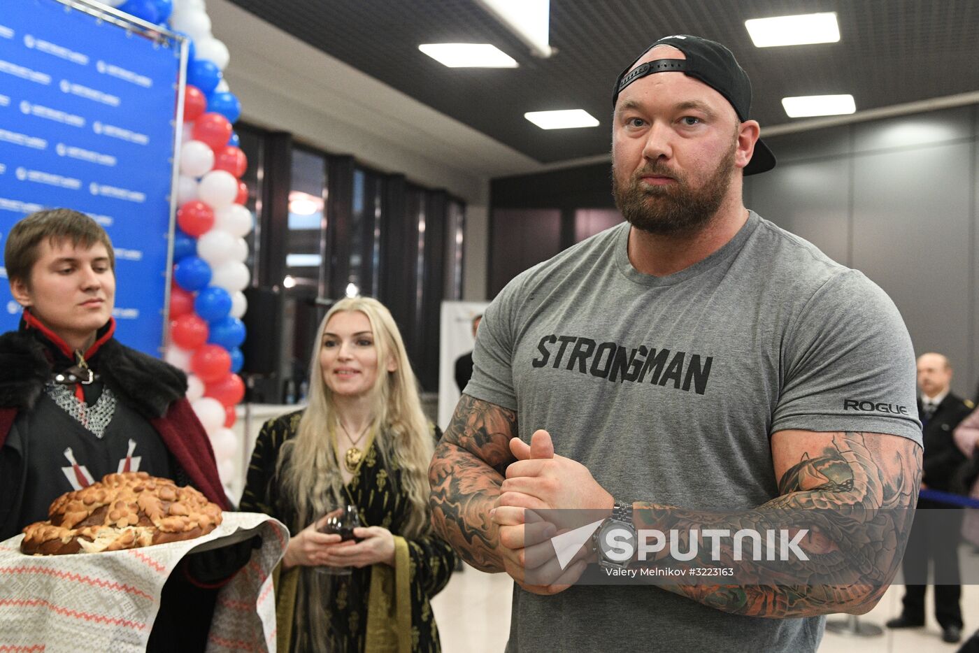 Game of Thrones star Hafthor Bjornsson welcomed at Sheremetyevo Airport