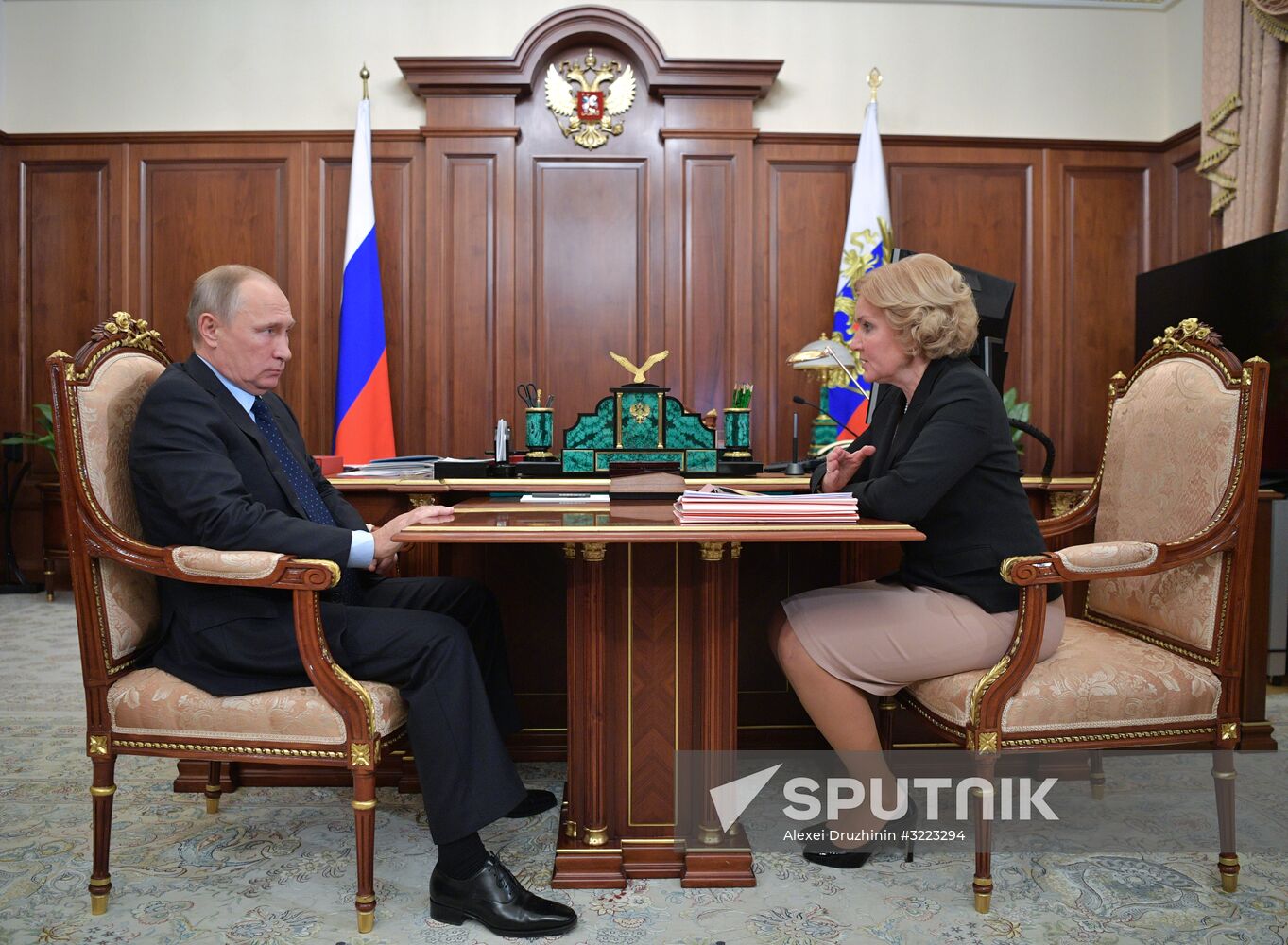 President Vladimir Putin meets with Deputy Prime Minister Olga Golodets