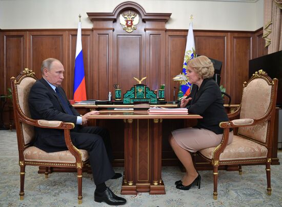 President Vladimir Putin meets with Deputy Prime Minister Olga Golodets